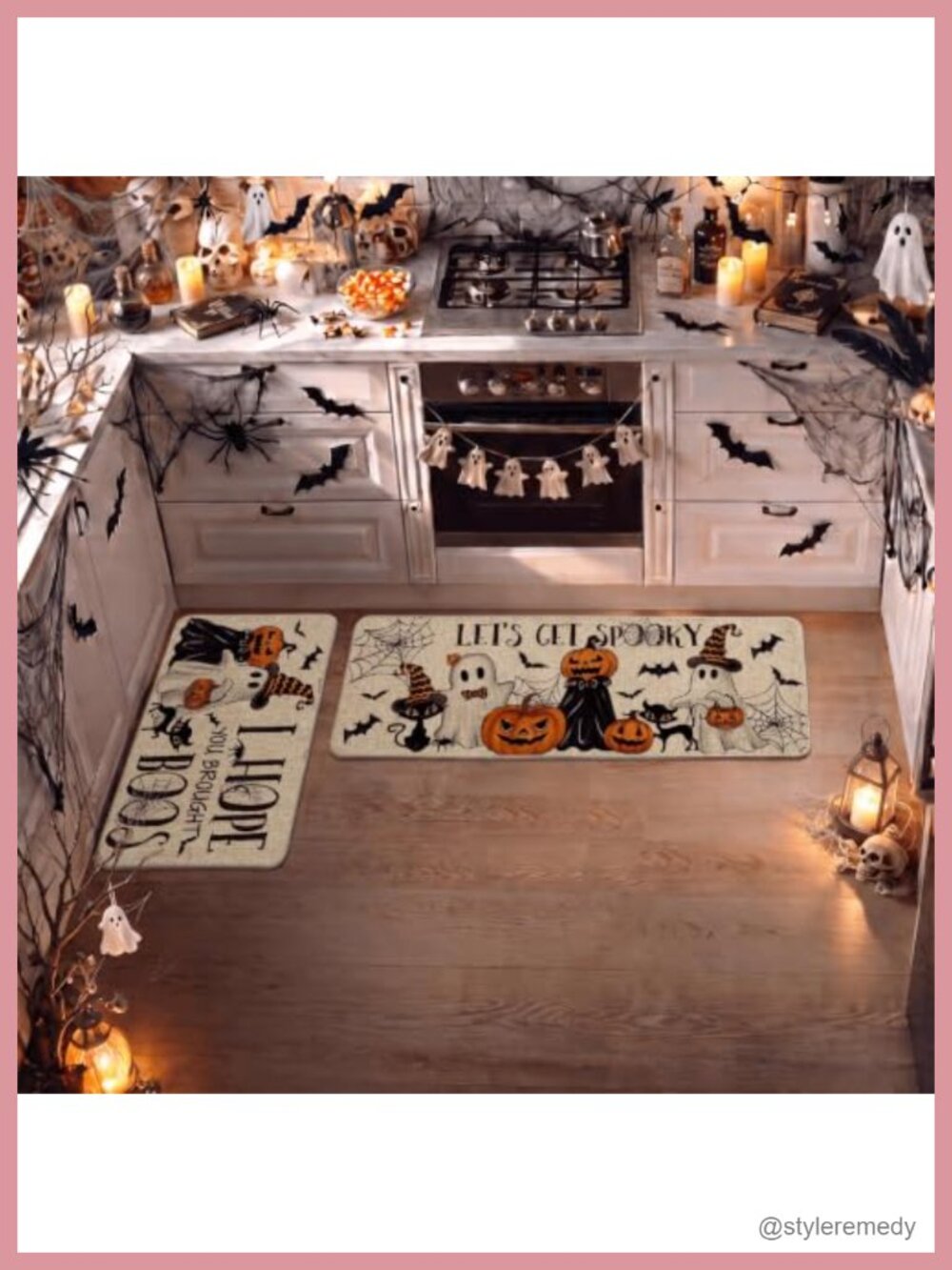 Halloween Spider Web Kitchen Mats Set of 2 Non Slip 17x29 17x47